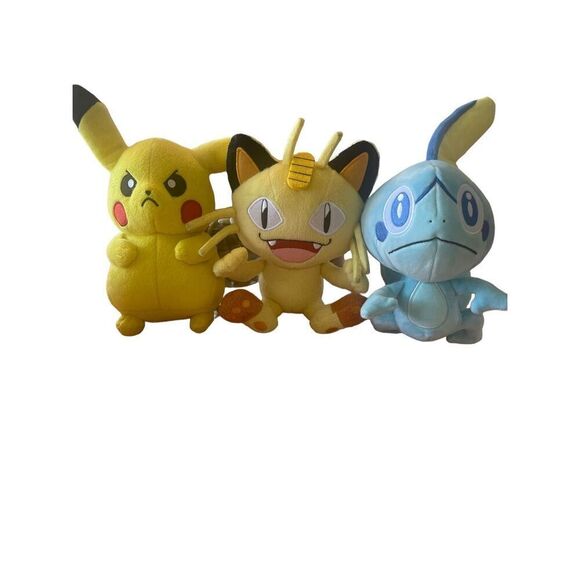 Kids Multicolor Pokemon Pikachu Meowth Sobble 3-Piece Set Stuffed Plush Toy OS - Picture 1 of 13